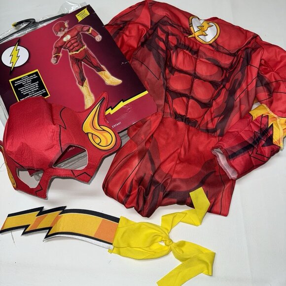 The Flash Halloween Costume Boys Size Medium 8 10 Muscle Chest Jumpsuit Rubies - Picture 1 of 14